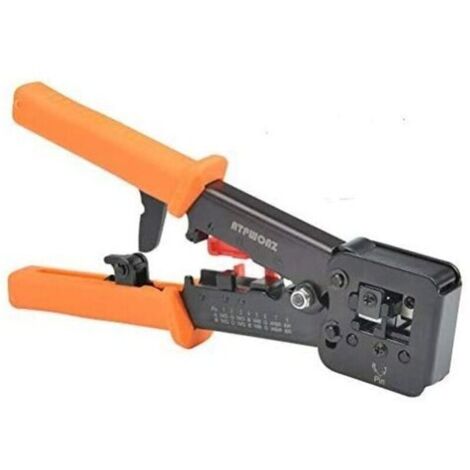 RJ45 Outil de sertissage pour RJ11 / RJ12 Réseau et câbles téléphoniques - Outil de sertissage 3-en-1 télécom modulaire Pince de câble réseau Pince à sertir à cliquet pour câble réseau 6P / 8P (1/5)
