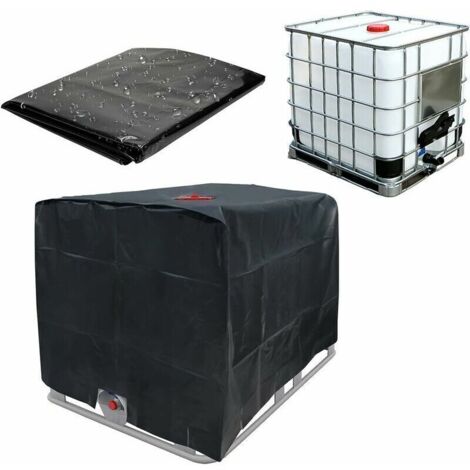 Bâche de réservoir d'eau, Bâche Couverture Réservoir IBC pour Cuve 1000L, Capôt de Protection Container Citerne Eau, Anti-poussière Anti-UV Anti-Pluie, 120x100x116cm (noir),Starlight (1/5)