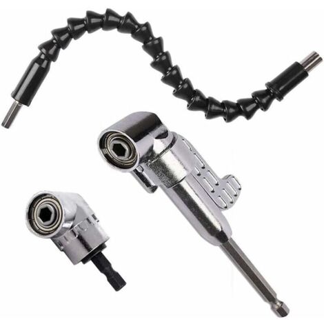 Foret à Angle Droitet, 1pc 30cm d'arbre Flexible Visseuse kit Renvoi d'Angle de 105 Degrés Magnétique Changement Rapide Hex 6mm de 1/4- inch Perceuse Electrique Acce (1PCS Court + 1PCS Longue)