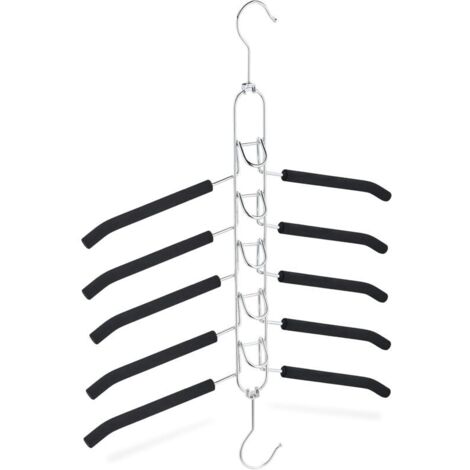 Cintre à vêtements épais à cinq couches, peu encombrant et antidérapant, utilisable à l'horizontale ou à la verticale, noir/argent (1/5)