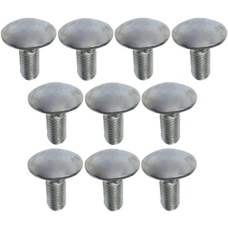 C49000 - Lot de 10 boulons de carrosserie/charrue à tête ronde à collet carré- M8x20mm - en acier zingué - DIN 603 (1/3)