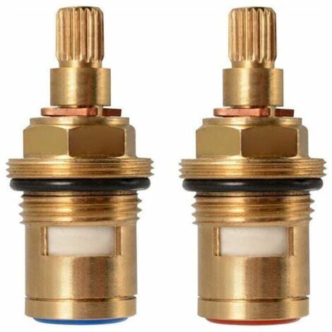 Tête de robinet céramique – Paire de cartouches 1/2' quart de tour 20 crans x 50mm – Laiton massif et céramique – Élimine les fuites