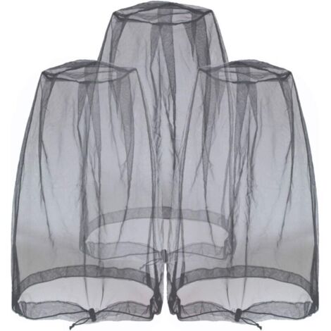 Mosquito Tête filets Moucheron également Tête Filet pour pas de voir UMS insectes Bugs Moucherons Piqueurs Moucherons à partir de n'importe quel activités de plein air (3 Pièces Noir)