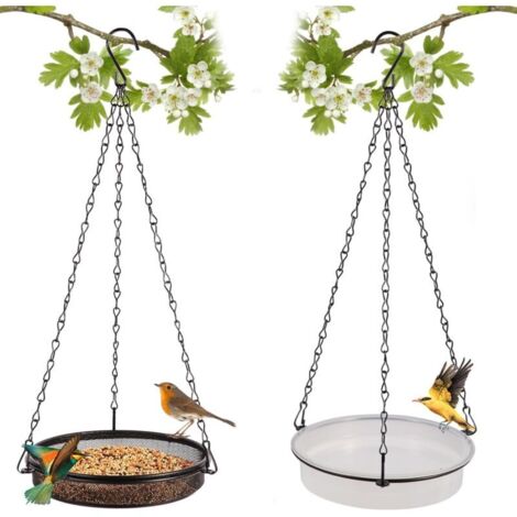 Mangeoire à Oiseaux à Suspendre à 2 Étages, Plateau en Maille Métallique de Qualité Supérieure et Bol d'Eau, Parfait pour Attirer Les Oiseaux, Connecté en Deux Couches (1/5)