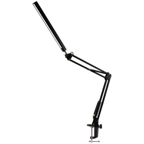 Lampe de bureau LED Ã bras long avec pince de lecture pliante 12W-Noir (1/5)