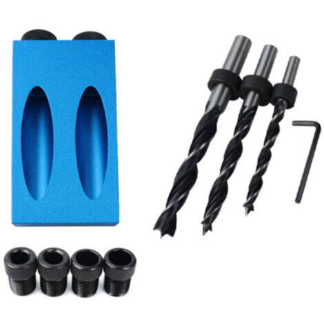 Kit de gabarit pour trous de poche, système de guide de perçage remplaçable, gabarit pour tourillons 6/8/10 mm, localisateur de trous de perçage d'angle, outils d'assemblage du bois (1/5)