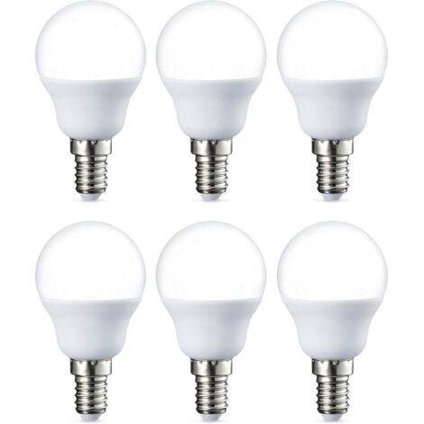 Lot de 6 petites ampoules LED rondes G45 Culot Edison à vis E14 5 W (équivalent 40 W) Blanc chaud Intensité non variable [Classe énergétique F] (1/3)