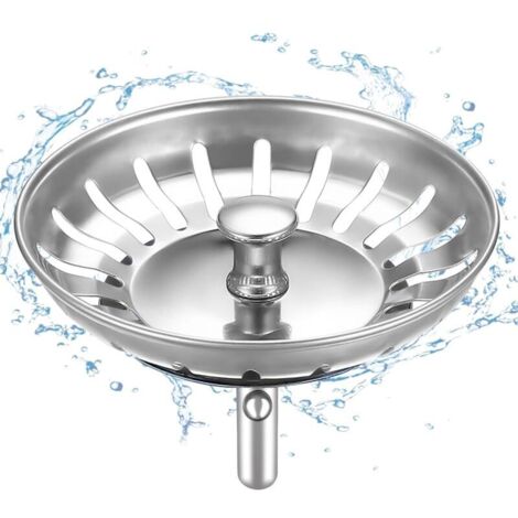 Bouchon d'Evier de Cuisine 82 mm - épaissi Acier Inoxydable Panier pour Bonde Evier Cuisine - Filtre Evier Cuisine Anti Colmatage avec Attrape Cheveux et Filtre pour éviers de Cuisine (1/5)