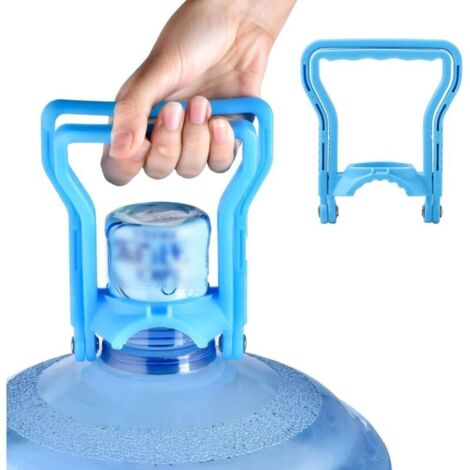 1 poignée de bouteille d'eau à double anneau, poignée de bouteille d'eau potable, support antidérapant, poignée bleue pour seau à eau mousqueton (1/5)