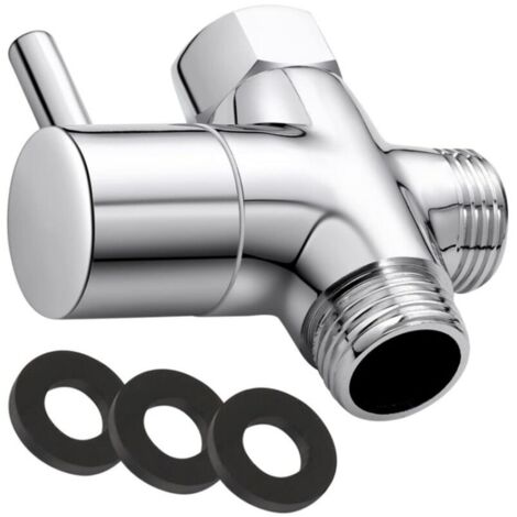 G1/2" 3 Voies Soupape, Valve 3 voies en laiton massif Douchette Composants de Douche Raccord universels Finition Chromée (1/5)
