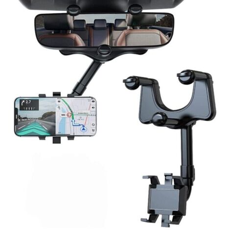 Support auto rotatif à 360° pour téléphone, compatible avec tous les smartphones – Montage sur rétroviseur de voiture, réglable et rétractable (1/5)