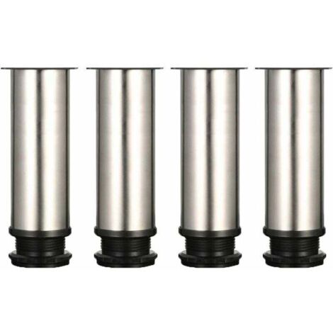 Pieds de meuble réglables 150 mm – Acier inoxydable brossé – Hauteur ajustable 0-15 mm – Vis en acier inoxydable incluses (1/4)
