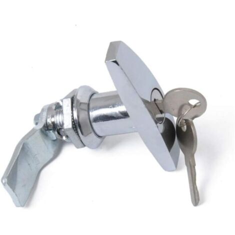Serrure à Poignée en T avec Clé, Alliage d'Aluminium Loquet de Porte de Remorque Verrouillage de Poignée en T Verrou Universel de Poignée en T pour Trailers Campers,Argent (1/5)