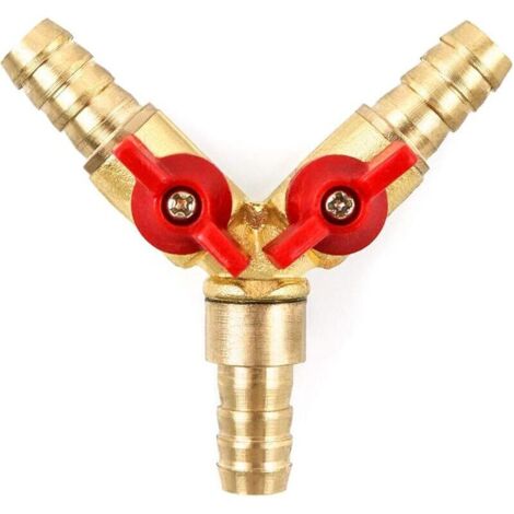 Connecteur de Tuyau 3 Voies séparateur, Alliage de Laiton et de Zinc, 10 mm Valve à Bille pour Eau, Huile et gaz pour arrosage de Jardin(1 pièce)