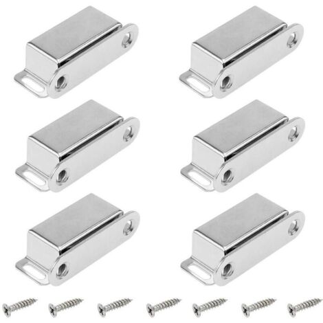 6 Pièces Loquet Magnetique Porte de Acier Inoxydable Aimants Loqueteaux Magnétiques Aimant Pour Porte de Placard Meuble Aimant Puissant Jusqu’à 6kg avec Vis pour Tiroirs (1/5)