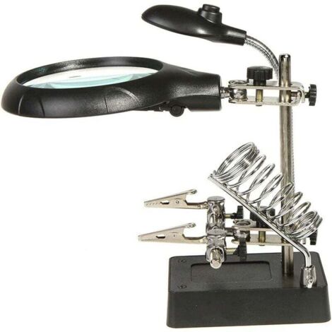 2.5X 7.5X 10X Loupe sur Pied avec LED Lumières, Lampe de Bureau Type, Support Auxiliaire & Clamps de Support & Clips d'Alligator (1/5)
