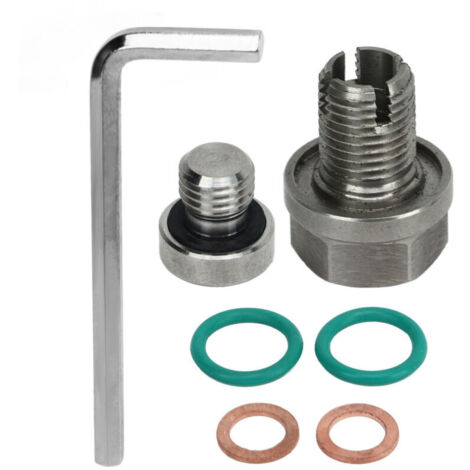 Bouchon de vidange surdimensionné Piggyback en acier inoxydable, kits de réparation de filetage de carter d'huile autotaraudeur avec clé hexagonale, joint torique M12.1-1.25x15mm (1/5)