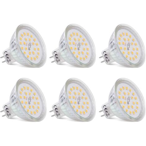 Ampoules LED Spot MR16 Culot GU5.3 Blanc Chaud 2700K, 3,8W Équivalent à Halogène 40W, LED Spot GU5.3 12V Non Dimmable 430 Lumen Lampe LED MR16, Lot de 6 [Classe énergétique E]
