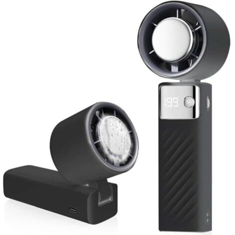 Ventilateur portable, mini ventilateur rechargeable 5000 mAh, petit ventilateur turbo silencieux à vitesse réglable (1 à 199), ventilateur de refroidissement pour camping, sport, voyage (noir) (1/5)