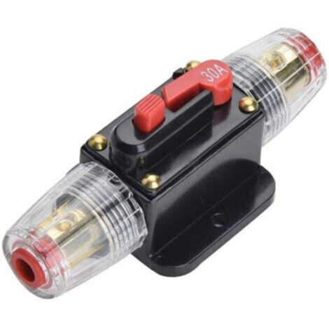 Disjoncteur de 30A Porte-fusible en ligne de 30A Bloc d'inverseur 12V-24V CC à réarmement manuel pour la protection du système audio solaire pour voiture automobile marine bateau et système solaire