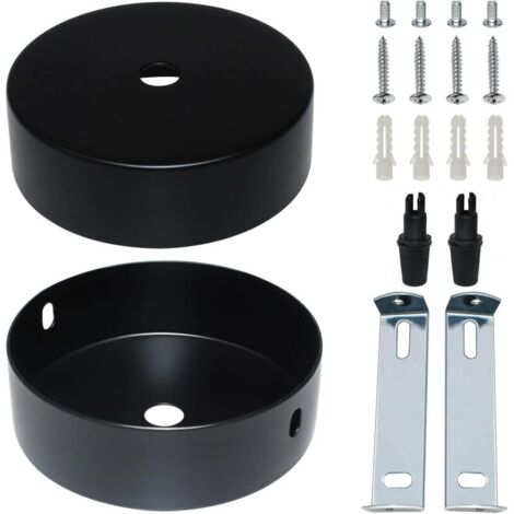 Auvent de Plafond 80030mm Couvercle de Filtre de Rosette de Plafond Noir pour Lustres avec Accessoires de Montage, adapté aux Lustres Suspendus ou de Jardin Domestique (2 pièces) (1/5)