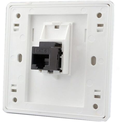 Prise murale réseau double canal AT6 Gigabit RJ45 LAN, prise de courant Internet droite avant, 86x86mm (LAN x 2)