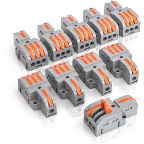 10 connexions ternimal, pince de connexion 1 - in 3 - out, avec levier, connecteur de câble, avec pince de conducteur 0,2-4 mm², pour projets de bricolage (1/5)