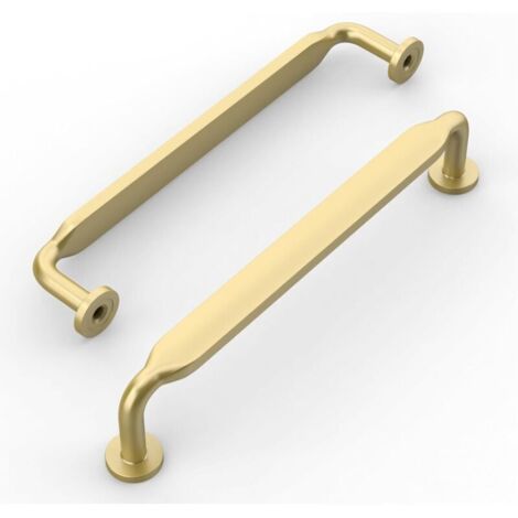 Lot de 10 poignées de meuble de cuisine en laiton brossé, 128 mm, en alliage de zinc, finition or mat, avec vis, pour bureaux, tiroirs, armoires et placards (1/5)
