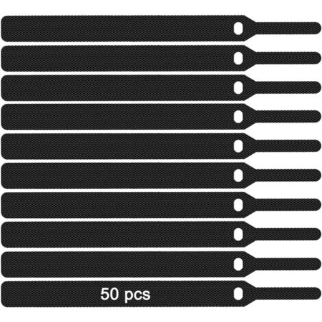 Lot de 50 Attaches Câbles, 12145MM Serres-Câble,Ties Straps Réutilisables Réglable (noir) (1/4)
