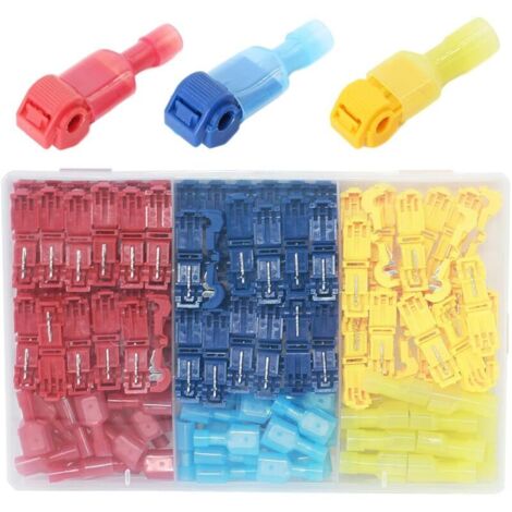 140Pcs Connecteur de fil T-Connecto rapide de cosse électrique,Convient pour un jeu de fils de 0.5-4.0mm²,connecteur de type T,adapté au câblage de downlight,de voiture et de moto. (1/5)