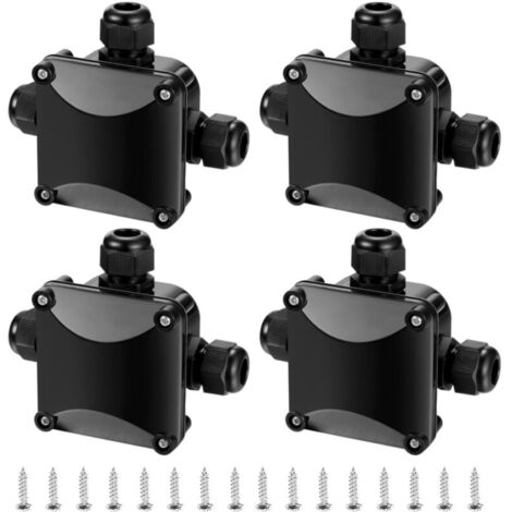 4 Pièces Boîte de Jonction IP68, Connecteur Étanche 3 Voies Connecteurs Boîtier Électrique Extérieur, Boite Raccord Electrique Etanche - Ø 5.5mm-10.2mm/Noir (1/5)