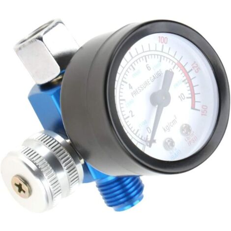 Régulateur de pression d'air pour pistolet à peinture, 1/4 pouce Régulateur de pression avec manomètre pour Compresseurs d'air et outils à air, 0-10BAR 0-150PSI (1/5)
