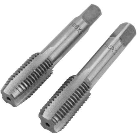 2 pièces tarauds à filetage métrique en acier rapide, flûtes droites, outil de taraudage à filetage manuel M16x2.0 (1/5)