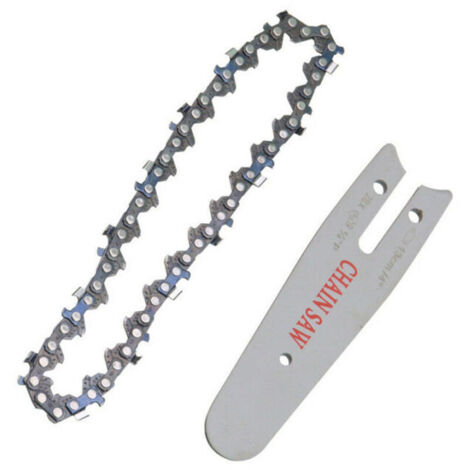 Guide de chaîne de scie électrique au lithium 4 pouces mini scie à chaîne électrique petite scie d'élagage à une main accessoires de lame de scie de jardin 4 pièces chaîne de 24 pouces 1 + guide de 24 (1/5)