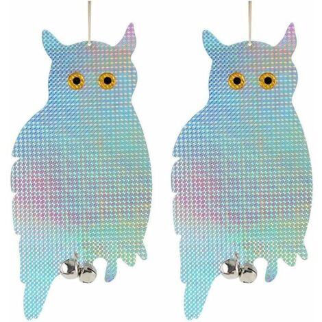 Répulsif Pigeon, 2 PCS Faux Hibou Réfléchissant Oiseau Effaroucheur Répulsif Dispositif, Hanging Oiseau Hibou Holographique Réfléchissant Dissuasif Effrayant Oiseau Répulsif Dispositif (1/5)