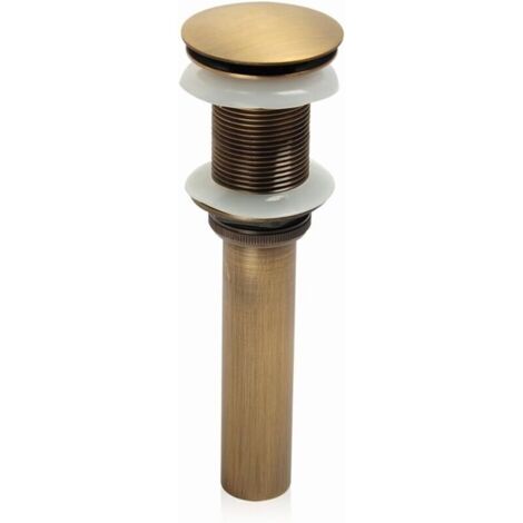 Robinet d'évier monobloc push-pull pop-up clicker build plug sans trop-plein (laiton antique) (1/5)