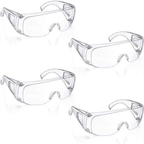 Xinlon 4 Paires Lunette Protection, Lunettes de Sécurité Transparentes, Lunettes de Protection la Sécurité en Laboratoire, Lunettes de Sécurité (1/5)