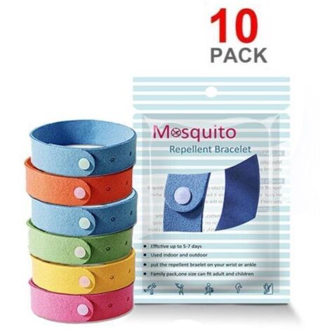 Bracelet anti moustique Idéal pour les activités en plein air Sachet de 10 bracelets en microfibre pour enfants et adultes Pratique et ludique (1/5)