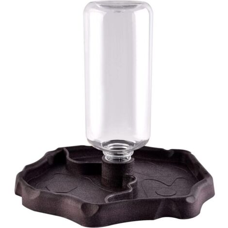 Distributeur d'eau pour Reptile, Abreuvoir Tortue, Mangeoire Gamelle Tortue Terrestre Distributeur 2 en 1 de Nourriture Anti Debordement Plastique Bol Accessoire - Brun