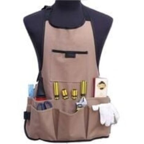 Tablier de jardinage pour femme avec 14 poches 600d Oxford Tablier de travail Tablier de protection réglable pour outils de jardinage (Marron) (1/5)