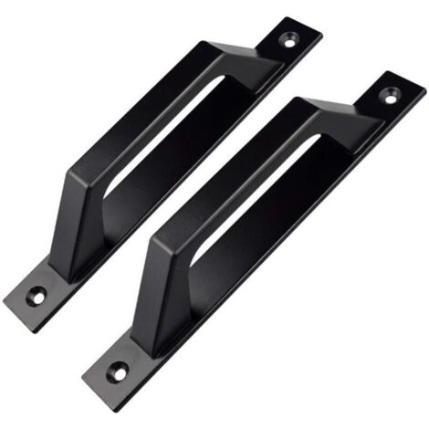Lot de 2 poignées de porte en forme de D pour porte de jardin en bois Noir 200 mm (1/5)