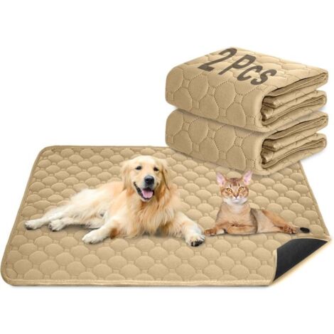 Lot de 2 tapis d'entraînement pour chien et chat Extra puissant Imperméable et antidérapant Lavable et réutilisable Pour chiots et animaux domestiques (marron, 70 x 100 cm) (1/5)