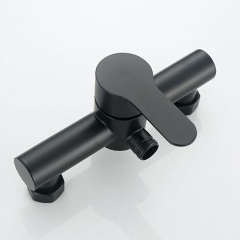 Robinet de Douche et Baignoire en Acier Inoxydable Noir, Finition Brossée, Contrôle de Température d'Eau Constante, Montage Mural, 2 Trous, Robinet de Douche et Baignoire, Contemporain, Noir (1/5)