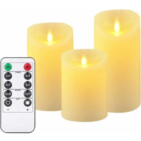 Led électronique simulation bougie lumière dix touches télécommande ensemble trois avec télécommande 7.5x10/12.5/15 cm (1/4)