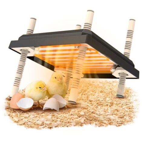 Plaque chauffante électrique pour poussins 25,4 x 25,4 cm, lampe chauffante pour poussins, plaque chauffante pour poussins, 25 hauteurs réglables, chauffage pour élever des poussins (foncé) (1/5)