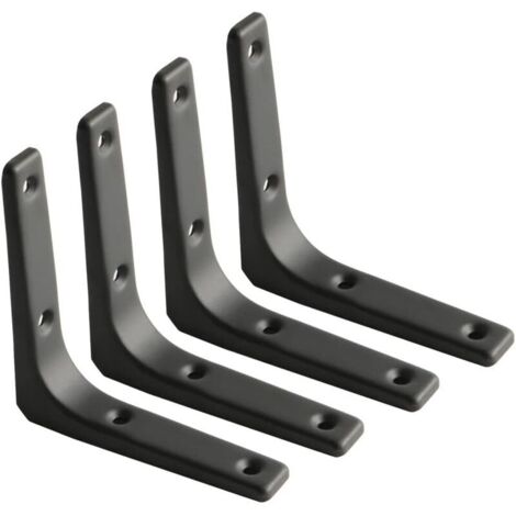 Équerre Étagère Murale, Équerre Métal Mat Noir, Support Étagère Métal pour Déco Cusine, Équerre Charge Lourde, 100mm100mm, 4pcs (1/5)