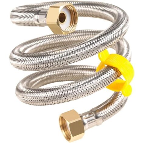 2 Pièces G 1/2 x G 1/2 Tuyau Flexible Tressé en Acier Inoxydable Tuyau de Plomberie Eau pour Salle de Bains Robinets de Toilettes Évier de Cuisine Tuyaux Entrée Eau, 30cm (1/5)
