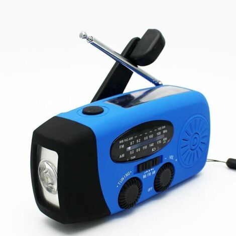 Générateur Portable Multifonctionnel à Manivelle Bleu Rechargeable Solaire 2000mAh (1/5)