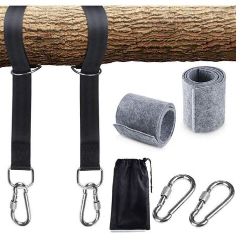 Arbre Swing Sangles Accessoire de Balançoire,1 paire Fixation pour Balançoire Sangles de Hamac avec 2 mousquetons à crochet en D et 2 coussins de protection pour arbres,Supporte Jusqu'à 1700 Kg (1/4)