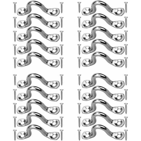 20 Pièces Plaque Oeillet Acier Inoxydable, Boucles De Pont pour Kayaks Pontet INOX, Forme à Bosse Boucle Fixe, Pontet INOX Oeil Plaques, avec 40 Pièces Vis, pour Kayak Canoe Rigging, 4mm (1/5)
